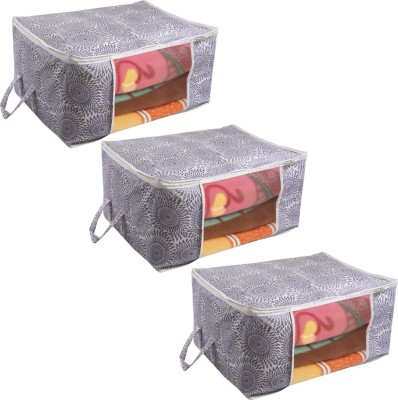 PRETTY KRAFTS Underbed Storage Bag, Storage Organizer, Blanket Cover with Side Handles F1295_PurpleP3(Purple)