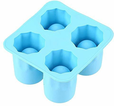 MOHAK 4 Cup Ice Cube Shot Shape Silicone Shooters Blue Silicone Ice Cube Tray(Pack of1)
