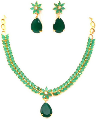 Shining Angel Brass Gold-plated Green Jewellery Set(Pack of 1)
