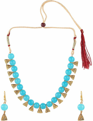 Shining Angel Oxidised Silver Gold-plated Gold, Turquoise Jewellery Set(Pack of 1)