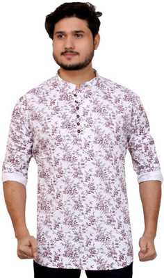 MADE IN THE SHADE Men Printed Straight Kurta(White)