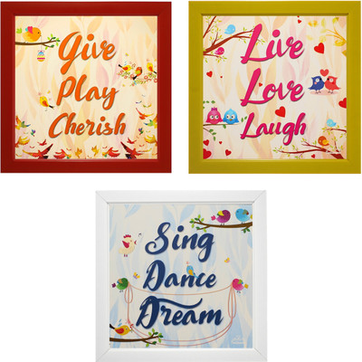 Indianara Framed Wall Hanging Motivational Quotes Art Prints ( Digital Reprint 8.7 inch x 8.7 inch Painting(With Frame, Pack of 3)
