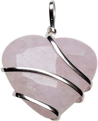 SATYAMANI Natural Energised Rose Quartz Wrapped Heart Energy Pendant Quartz Crystal Pendant