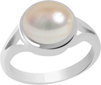 CLEAN GEMS Certified Peral (Moti) 6.25 Ratti or 5.5 Carat for Male & Female 92.5 Sterling Silver Sterling Silver Ring