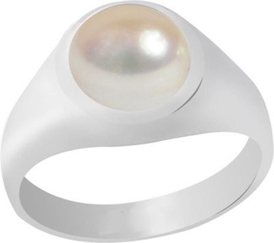 CLEAN GEMS Certified Peral (Moti) 6.25 Ratti or 5.5 Carat for Male 92.5 Sterling Silver Sterling Silver Ring