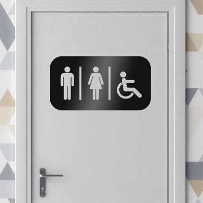 Asmi Collections 32 cm Self Adhesive Toilet Restroom Sign Stickers Black Removable Sticker(Pack of 1)