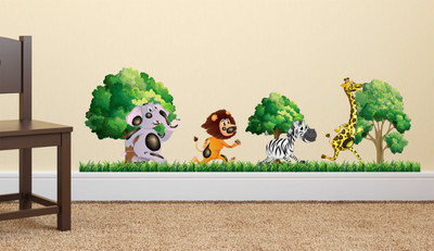 Wallzone 90 cm Kids Animals Removable Sticker(Pack of 1)