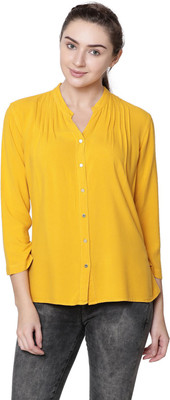 IDENTITI Women Solid Casual Yellow Shirt