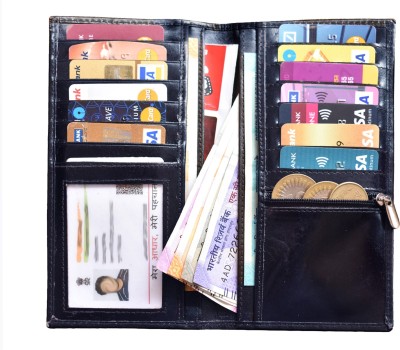 ABYS Women Brown Genuine Leather Money Clip(14 Card Slots)