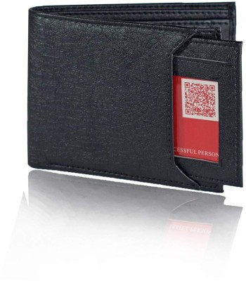 sskk Men Casual Black Genuine Leather Wallet(5 Card Slots)