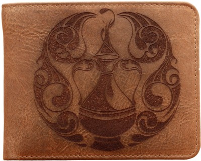 Karmanah Men Brown Genuine Leather Wallet(12 Card Slots)
