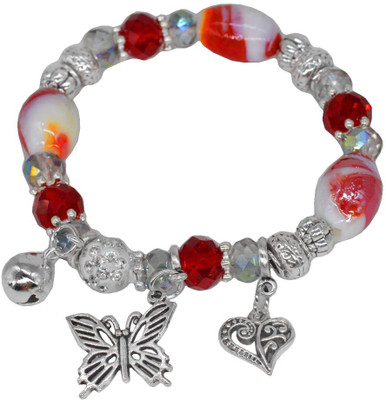 Shiv Jagdamba Metal, Crystal, Alloy Beads Rhodium Bracelet