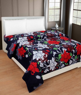 SHIVAAY CRAFTS 200 TC Cotton King Printed Flat Bedsheet(Pack of 1, BLACK BASE RED & WHITE FLOWER)