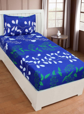 MANISHPANDEY 144 TC Microfiber Single Abstract Flat Bedsheet(Pack of 1, Blue)