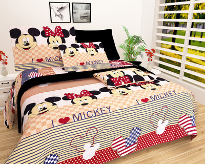 LOOMKART 250 TC Microfiber Double Printed Flat Bedsheet(Pack of 1, Multicolor)