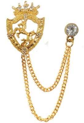 Shiv Jagdamba Horse Crystal King Crown Brooch Brooch(Gold)