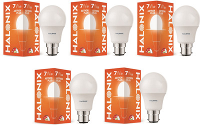 HALONIX 7 W Basic Round B22 LED Bulb(White, Pack of 5)