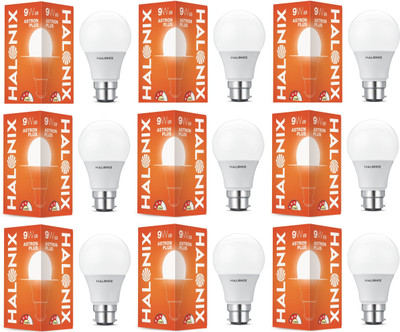 HALONIX 9 W Basic Round B22 LED Bulb(White, Pack of 9)