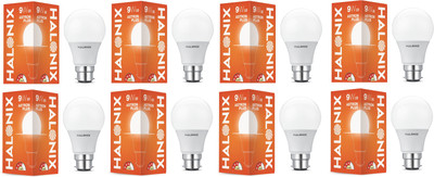 HALONIX 9 W Basic Round B22 LED Bulb(White, Pack of 8)