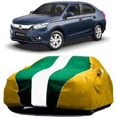 HDSERVICES Car Cover For Honda Amaze (With Mirror Pockets)(Yellow, Green)