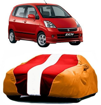 MSR STORE Car Cover For Maruti Suzuki Zen Estilo (With Mirror Pockets)(Red, Orange)