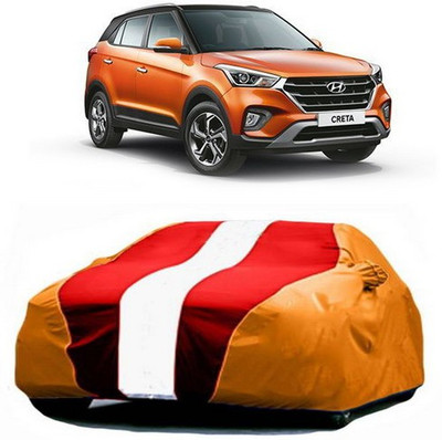 AAMANG Car Cover For Hyundai Creta (With Mirror Pockets)(Red, Orange)