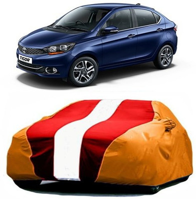 HDSERVICES Car Cover For Tata Tigor (With Mirror Pockets)(Red, Orange)