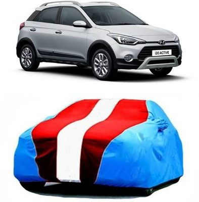 HDSERVICES Car Cover For Hyundai i20 Active (With Mirror Pockets)(Blue, Red)