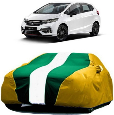 AAMANG Car Cover For Honda Jazz (With Mirror Pockets)(Yellow, Green)
