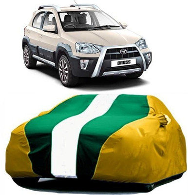HDSERVICES Car Cover For Toyota Etios Cross (With Mirror Pockets)(Yellow, Green)