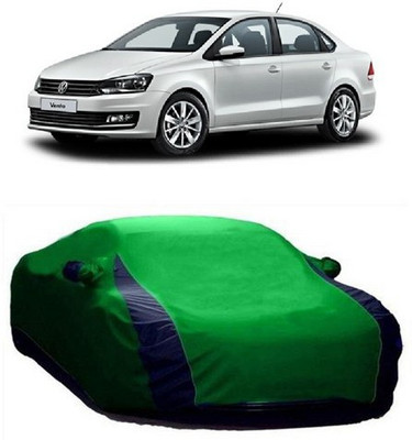 AAMANG Car Cover For Volkswagen Vento (With Mirror Pockets)(Green)