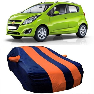 MSR STORE Car Cover For Chevrolet Beat (With Mirror Pockets)(Orange, Blue)
