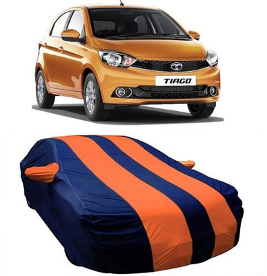 HDSERVICES Car Cover For Tata Tiago (With Mirror Pockets)(Orange)