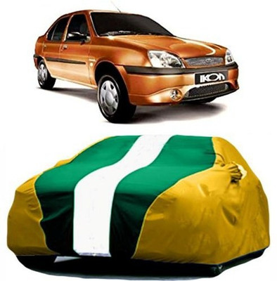 HDSERVICES Car Cover For Ford Ikon (With Mirror Pockets)(Yellow, Green)
