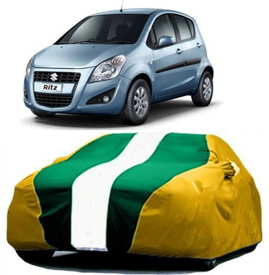 HDSERVICES Car Cover For Maruti Suzuki Ritz (With Mirror Pockets)(Yellow, Green)