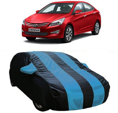 MSR STORE Car Cover For Hyundai Fluidic Verna (With Mirror Pockets)(Blue)