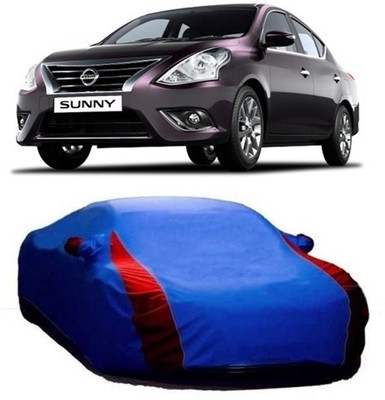 SMR Store Car Cover For Nissan Sunny (With Mirror Pockets)(Blue, Red)