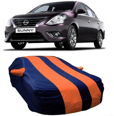 VIRMANG Car Cover For Nissan Sunny (With Mirror Pockets)(Orange)