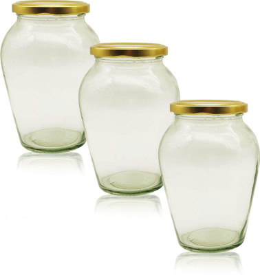 Aakriti Glass Grocery Container  - 1000 ml(Pack of 3, Clear)