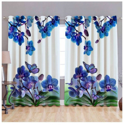 Indiancraft 174 cm (5 ft) Polyester Window Curtain (Pack Of 2)(Printed, Multicolor)