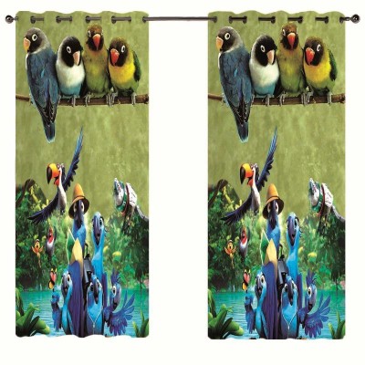 Indiancraft 274 cm (9 ft) Polyester Semi Transparent Long Door Curtain (Pack Of 2)(Printed, Multicolor)