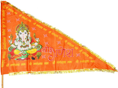 Shree Poojan Ganeshji Flag Triangle Outdoor Flag(Polyester)