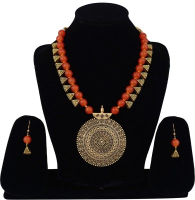 Darsha Collections Alloy Copper Orange Jewellery Set(Pack of 1)