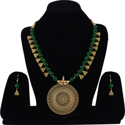 Darsha Collections Alloy Copper Green Jewellery Set(Pack of 1)