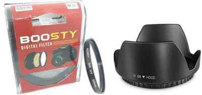 BOOSTY 58MM Reversible Flower Lens Hood + 58mm M.C.U.V. filter  Lens Hood(58 mm, Black)