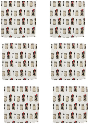 SOUMYA Set of 6 Pure Cotton Printed Beige Color Table Napkin Set Multicolor Cloth Napkins(6 Sheets)