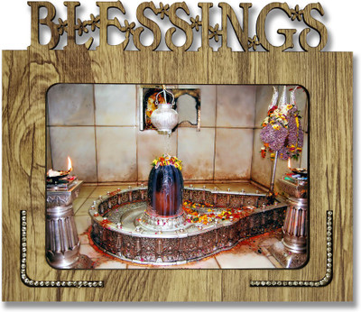 Poster N Frames Poster N frames Decorative Blessings Hand Crafted Wooden table with photo of Ujjain's Shri Mahakaleshwar Temple shankar size of photo frame 5x7 Digital Reprint 7.75 inch x 9 inch Painting(With Frame)