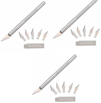 Fedus new Metal Grip Hand-held Paper Cutter(Set Of 3, Silver)