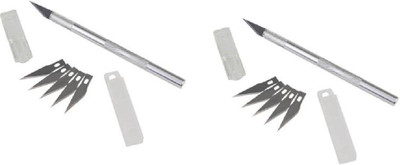 Tech-X New Metal Grip Hand-held Paper Cutter(Set Of 2, Silver)