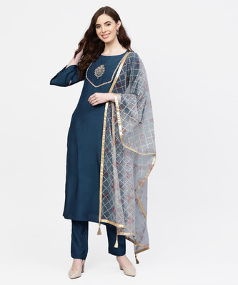 Jaipur Kurti Solid Kurta, Trouser/Pant & Dupatta Set